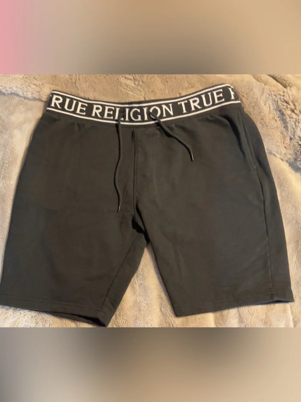 True Religion Kids Black Logo-Trim Drawstring Shorts